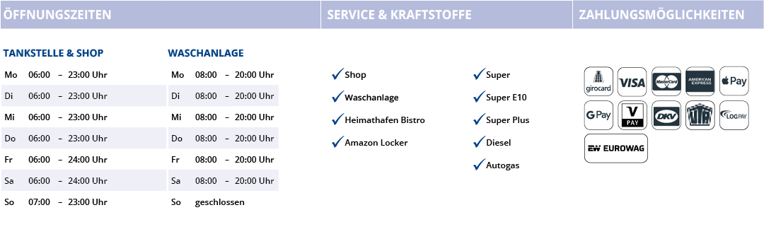 Öffnungszeiten und Sevices Jever