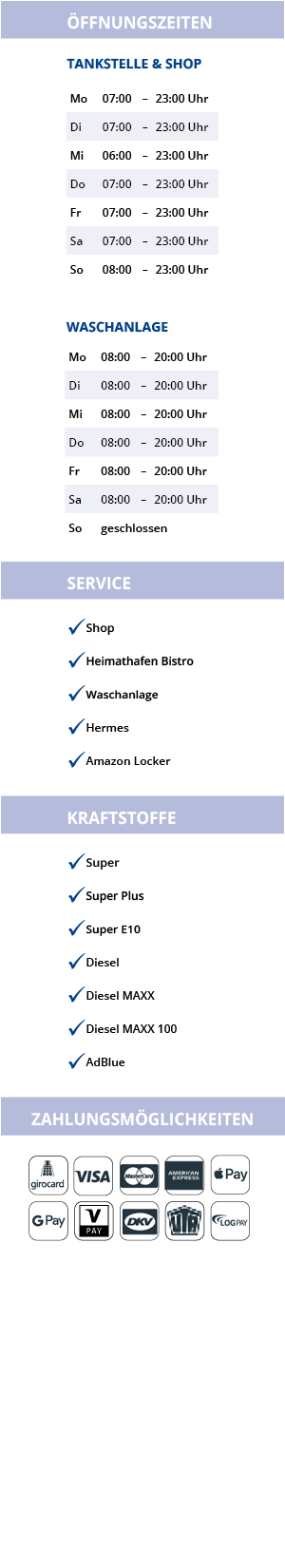 Öffnungszeiten und Sevices Meppen